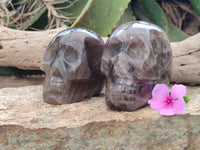 Polished Smokey Quartz Skulls x 2 From Madagascar