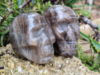 Polished Smokey Quartz Skulls x 2 From Madagascar