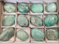 Polished Amazonite Palm Stones x 12 from Madagascar