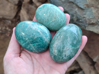 Polished Amazonite Palm Stones x 12 from Madagascar