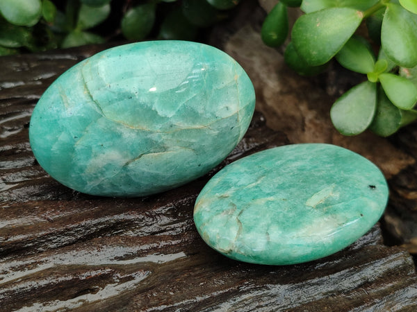 Polished Amazonite Palm Stones x 12 from Madagascar