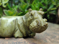 Hand Made Leopard Stone Hippo Carvings x 4 From Zimbabwe