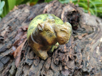 Hand Made Leopard Stone Hippo Carvings x 4 From Zimbabwe