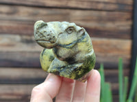 Hand Made Leopard Stone Hippo Carvings x 4 From Zimbabwe