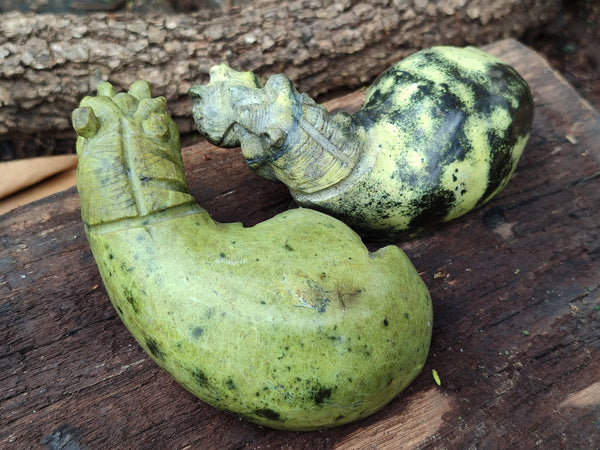 Hand Made Leopard Stone Hippo Carvings x 4 From Zimbabwe