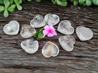 Polished Clear Quartz Gemstone Hearts x 12 From Madagascar