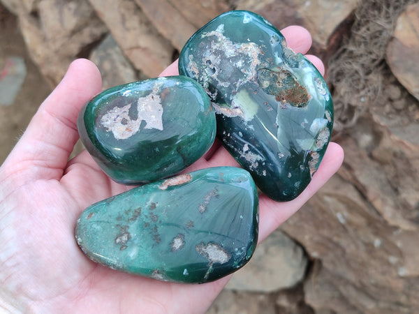 Polished Emerald Mtorolite Free Forms x 12 From Mutorashanga, Zimbabwe