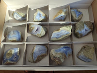 Polished Blue Lace Agate Geodes x 12 From Nsanje, Malawi