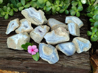 Polished Blue Lace Agate Geodes x 12 From Nsanje, Malawi