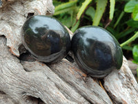 Polished Black Basalt Palm Stones x 12 From Antsirabe, Madagascar