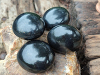 Polished Black Basalt Palm Stones x 12 From Antsirabe, Madagascar