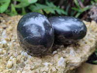 Polished Black Basalt Palm Stones x 12 From Antsirabe, Madagascar