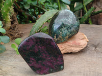 Polished Ruby Corundum In Chrome Verdite Standing Free Forms x 4 From Zimbabwe