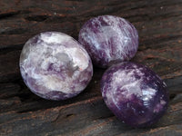 Polished Lepidolite with Pink Rubellite Palm Stones x 24 From Ambatondrazaka, Madagascar