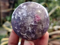 Polished Lepidolite with Pink Rubellite Palm Stones x 24 From Ambatondrazaka, Madagascar