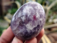 Polished Lepidolite with Pink Rubellite Palm Stones x 24 From Ambatondrazaka, Madagascar