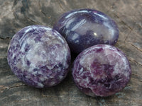 Polished Lepidolite with Pink Rubellite Palm Stones x 24 From Ambatondrazaka, Madagascar