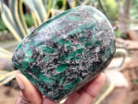 Polished Rare Emerald Mica In Matrix Standing Free Forms x 3 From Mutoko, Zimbabwe