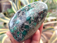 Polished Rare Emerald Mica In Matrix Standing Free Forms x 3 From Mutoko, Zimbabwe