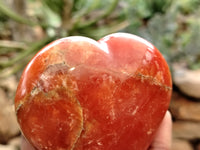 Polished Orange Twist Calcite Gemstone Hearts x 3 From Madagascar