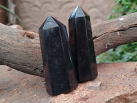 Polished Black Basalt Points x 12 From Antsirabe, Madagascar