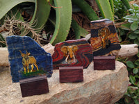 Hand Made Animal Decoupage Stone Slabs x 3 From Southern Africa