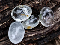 Polished Clear Quartz Palm Stones x 12 From Madagascar