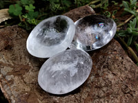 Polished Clear Quartz Palm Stones x 12 From Madagascar