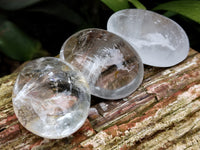 Polished Clear Quartz Palm Stones x 12 From Madagascar