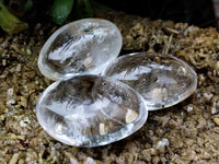 Polished Clear Quartz Palm Stones x 12 From Madagascar