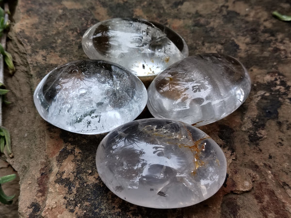 Polished Clear Quartz Palm Stones x 12 From Madagascar