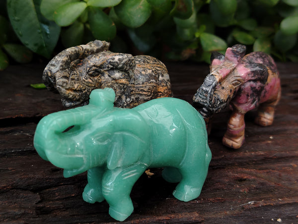 Hand Made Assortment Of Stone Elephant Carvings x 6 From Southern Africa