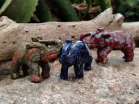 Hand Made Assortment Of Stone Elephant Carvings x 6 From Southern Africa