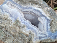 Natural Blue Lace Agate Geode Specimens x 2 From Malawi