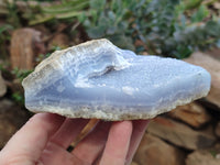 Natural Blue Lace Agate Geode Specimens x 2 From Malawi