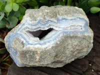 Natural Blue Lace Agate Geode Specimens x 2 From Malawi