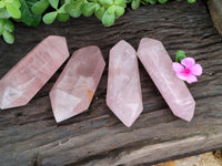 Polished Double Terminated Rose Quartz Points x 4 From Ambatondrazaka, Madagascar