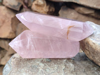 Polished Double Terminated Rose Quartz Points x 4 From Ambatondrazaka, Madagascar