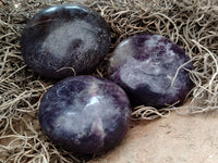 Polished Lepidolite with Pink Rubellite Palm Stones x 24 From Ambatondrazaka, Madagascar