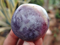 Polished Lepidolite with Pink Rubellite Palm Stones x 24 From Ambatondrazaka, Madagascar