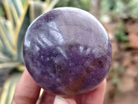 Polished Lepidolite with Pink Rubellite Palm Stones x 24 From Ambatondrazaka, Madagascar