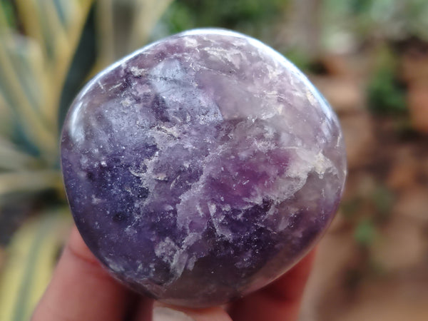 Polished Lepidolite with Pink Rubellite Palm Stones x 24 From Ambatondrazaka, Madagascar