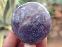 Polished Lepidolite with Pink Rubellite Palm Stones x 24 From Ambatondrazaka, Madagascar