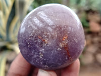 Polished Lepidolite with Pink Rubellite Palm Stones x 24 From Ambatondrazaka, Madagascar