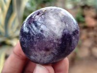 Polished Lepidolite with Pink Rubellite Palm Stones x 24 From Ambatondrazaka, Madagascar