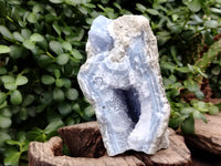 Natural Blue Lace Agate Geode Specimens x 3 From Malawi