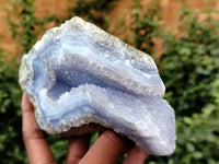 Natural Blue Lace Agate Geode Specimens x 3 From Malawi