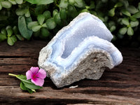 Natural Blue Lace Agate Geode Specimens x 3 From Malawi