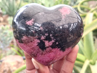 Polished Rhodonite Gemstone Hearts x 3 From Madagascar