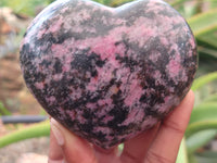 Polished Rhodonite Gemstone Hearts x 3 From Madagascar